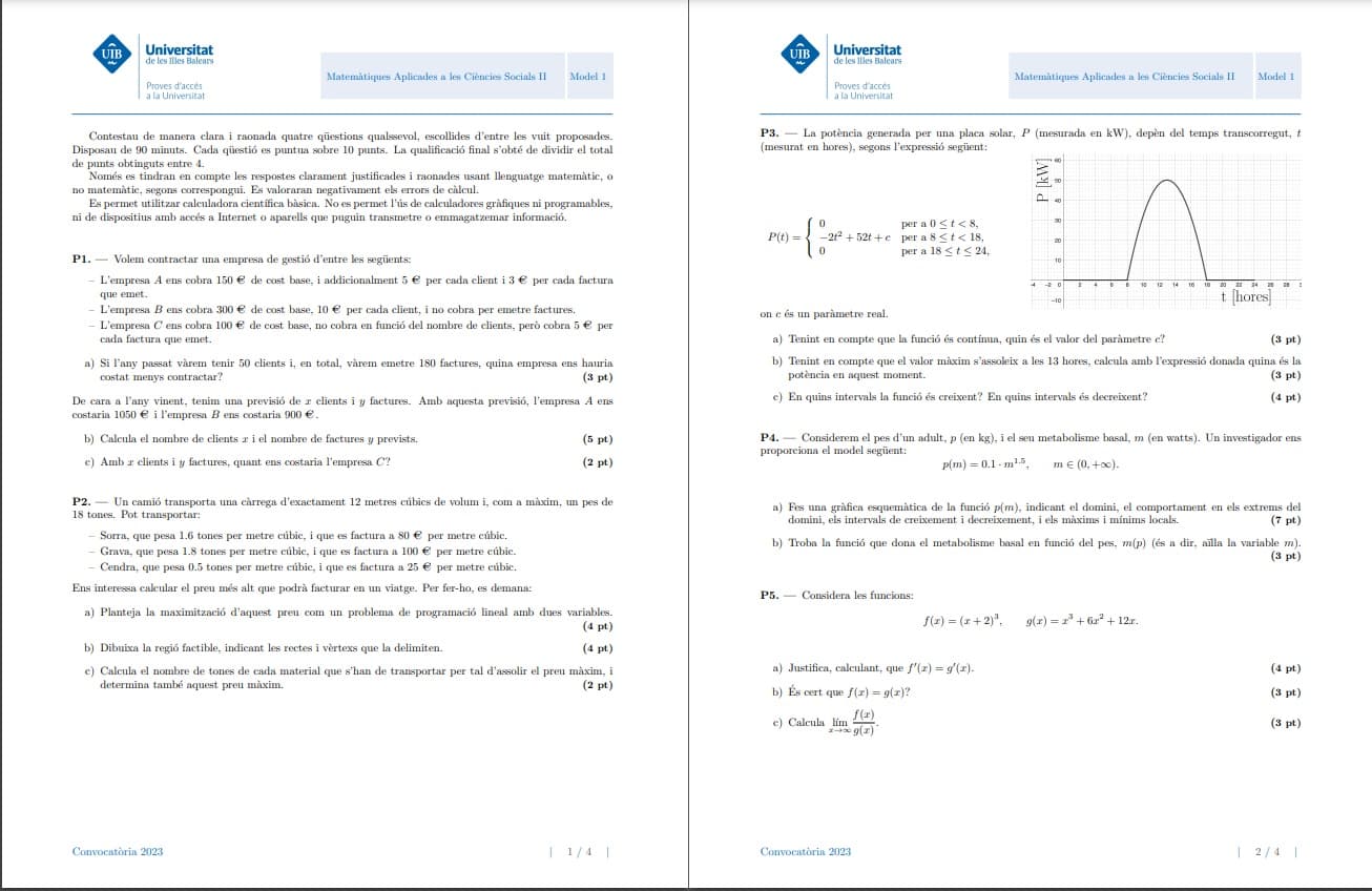 Examen Matemáticas Aplicadas A Las Ciencias Sociales Selectividad Islas ...